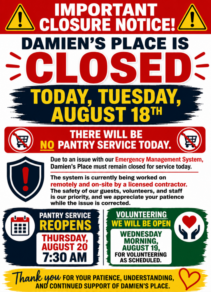 Closed Tuesday, August 18, 2026.